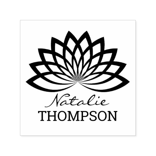 Meditation Yoga Teacher | Lotus Flower Self-inking Stamp - Meditation/yoga teacher stamp featuring a silhouette of a lotus flower, and your name that is easy to personalize.