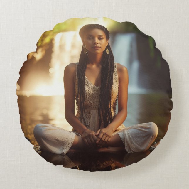 MEDITATION - YOGA - WELLNESS - CARPE DIEM ROUND PILLOW (Front)