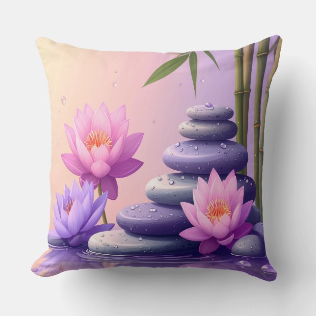 Meditation Yoga Wellness Mandala Bamboo Coffee Cup Throw Pillow (Front)