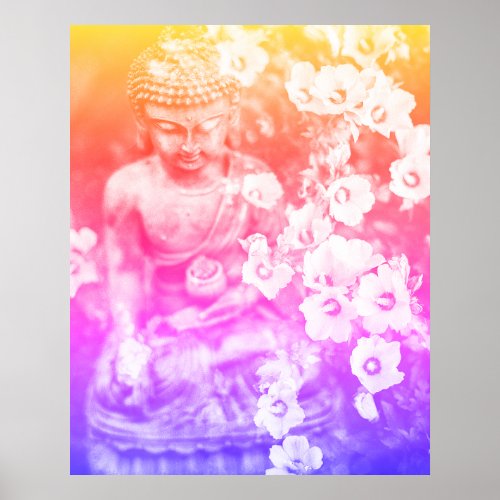 *~* Meditation Zen Buddha Meditate Floral Bold Poster