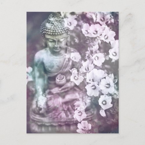 Meditation Zen Buddha Meditate Floral Lavender Postcard