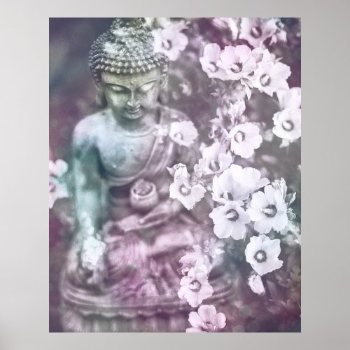  Meditation Zen Buddha Meditate Floral Lavender Poster