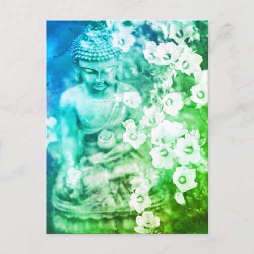  Meditation Zen Buddha Meditate Floral Ombre Postcard