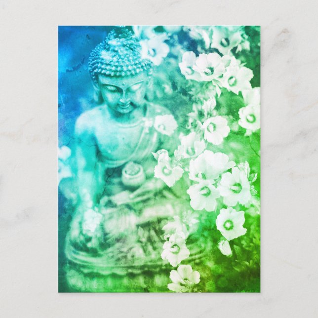*~* Meditation Zen Buddha Meditate Floral Ombre Postcard (Front)