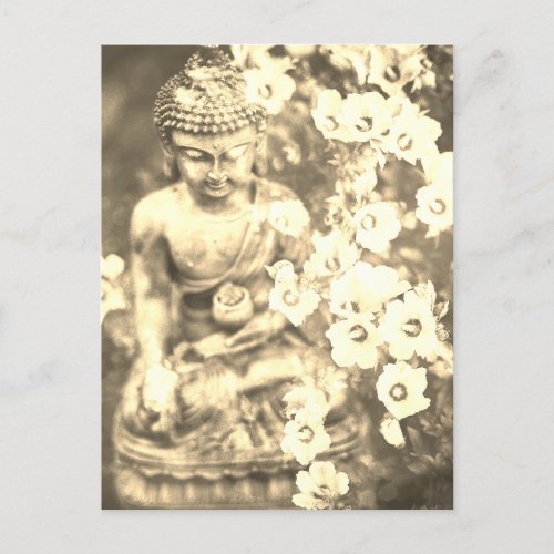 Meditation Zen Buddha Meditate Flowers Gold Postcard