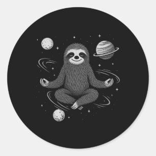 Meditation Zen Sloth In Space Namaste Peace Yoga B Classic Round Sticker