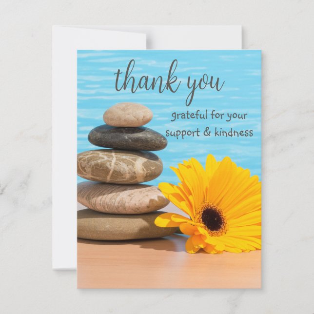 Meditation Zen Stones Summer Beach Simple  Thank You Card (Front)