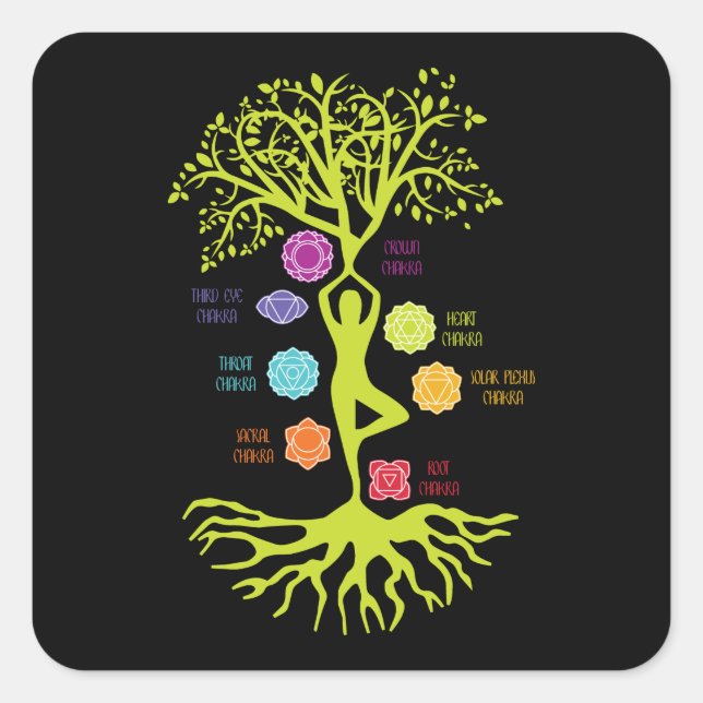 Meditation Zen Tree of Life Yoga Spiritual Square Sticker (Front)