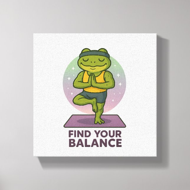 Meditative Frog Art - Find Your Balance Poster" Canvas Print (Front)