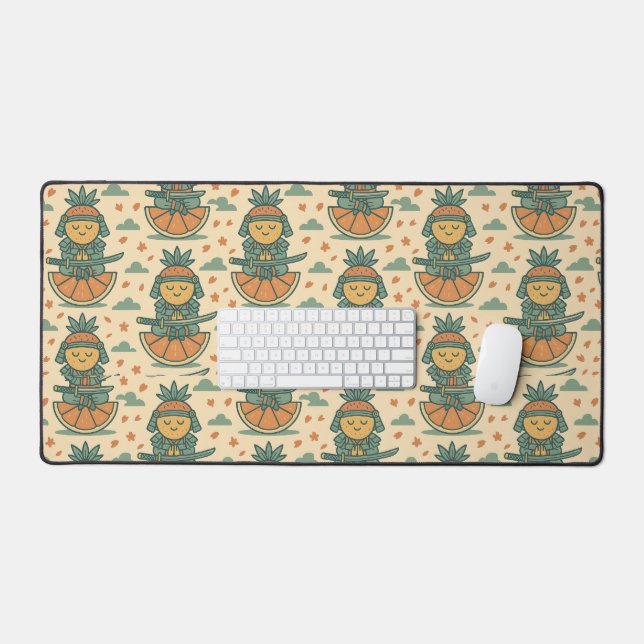 Meditative Fruit Warrior Japanese  Desk Mat (Keyboard & Mouse)