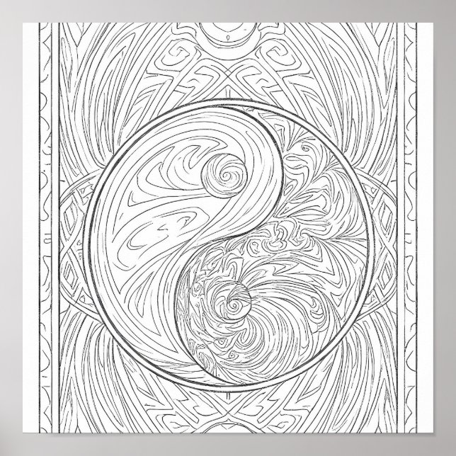 Meditative Pattern Art: Sacred Geometry Yin Yang Poster (Front)