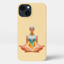 Meditative Woman against Pastel Yellow background