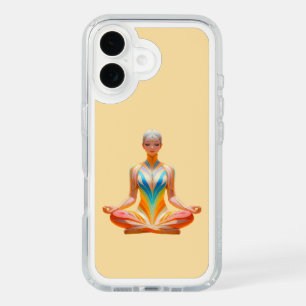 Meditative Woman against Pastel Yellow background iPhone 16 Case