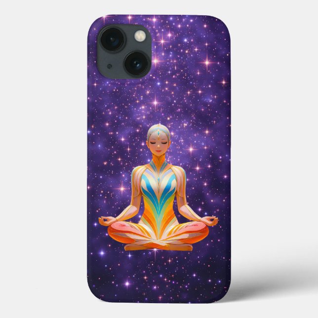 Meditative woman & starry purple sky Case-Mate iPhone case (Back)