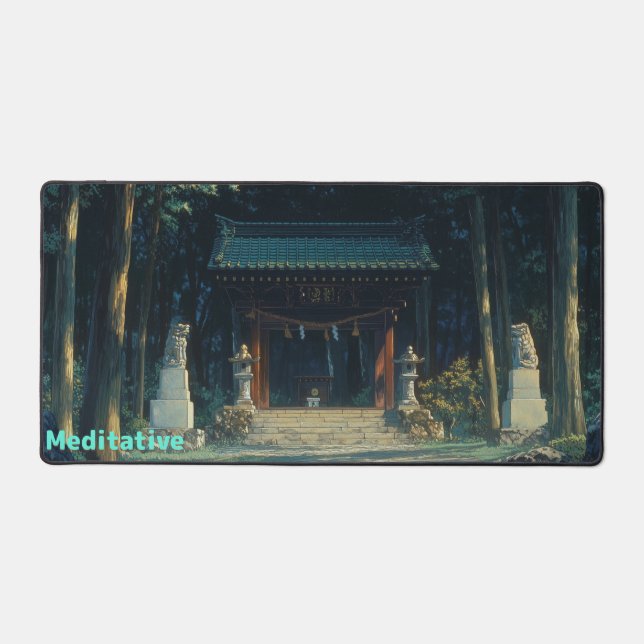 Meditative Woodland Shrine – Calm Forest Sanctuary Desk Mat (Front)