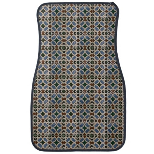Mediteranean Mosaic Green Blue Car Floor Mat