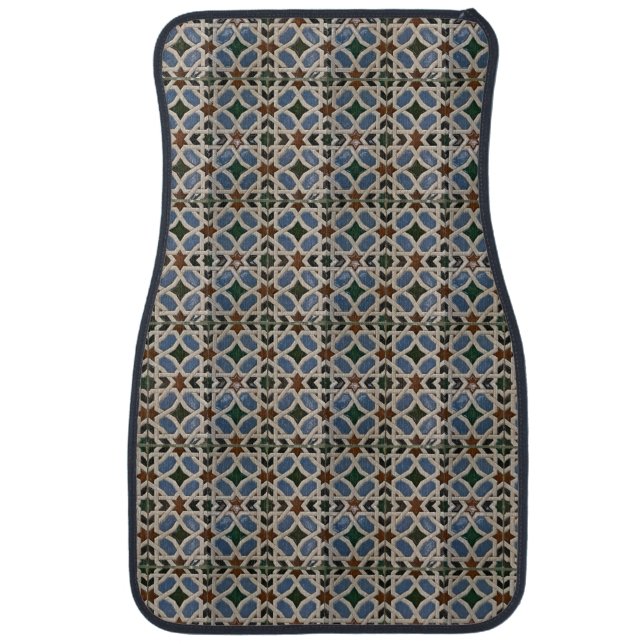 Mediteranean Mosaic Green Blue Car Floor Mat (Front)