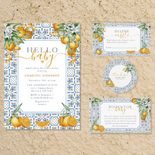 Mediterranean All Blue tile Citrus Paper Plates