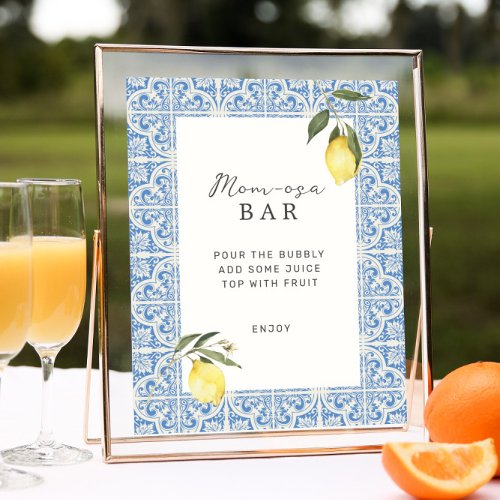 Mediterranean Amalfi Capri Baby Shower Mimosa Bar Poster