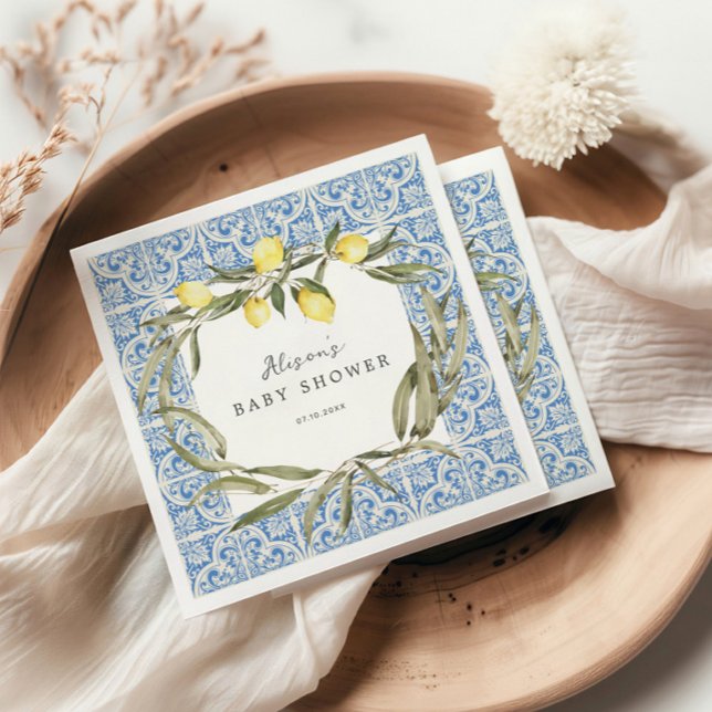 Mediterranean Amalfi Capri Baby Shower Napkins (Creator Uploaded)