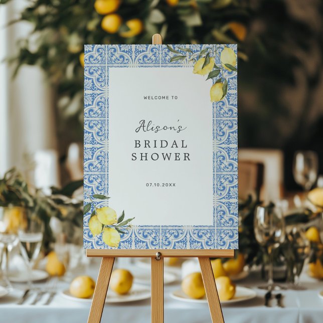 Mediterranean Amalfi Capri Bridal Shower Welcome Foam Board (Creator Uploaded)