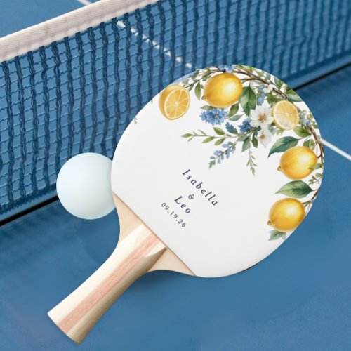 Mediterranean Amalfi Citrus Lemons Custom Wedding Ping Pong Paddle
