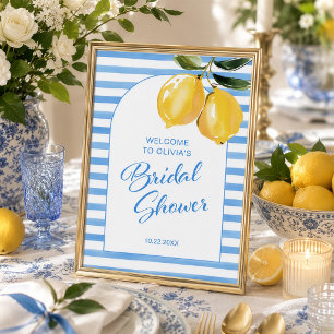 Mediterranean Amalfi Coast Bridal Shower Welcome Poster