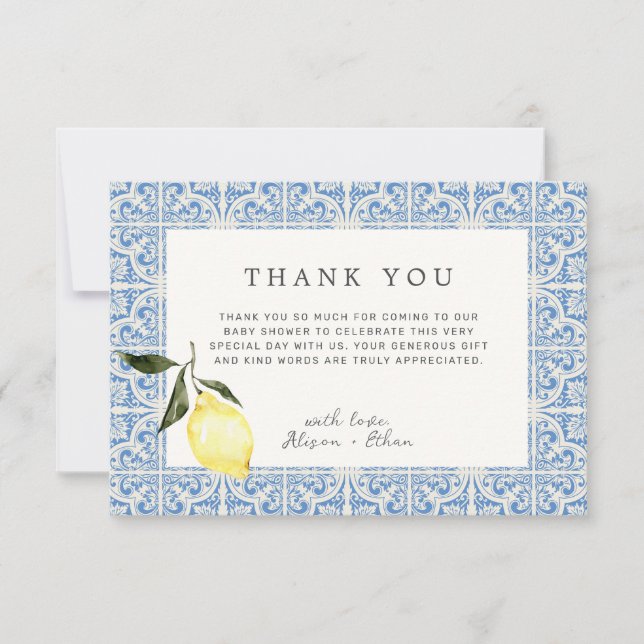 Mediterranean Amalfi Coast Thank You Card (Front)