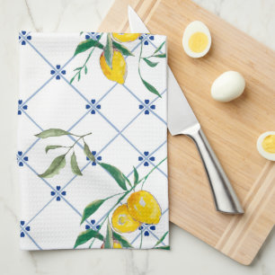 Mediterranean,Amalfi style,simple squares C Kitchen Towel
