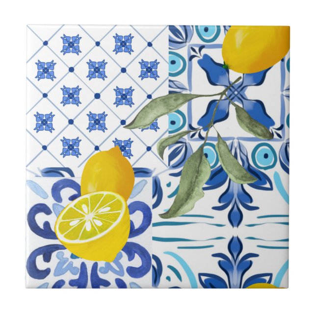 Mediterranean,Amalfi style,simple squares       Ceramic Tile (Front)