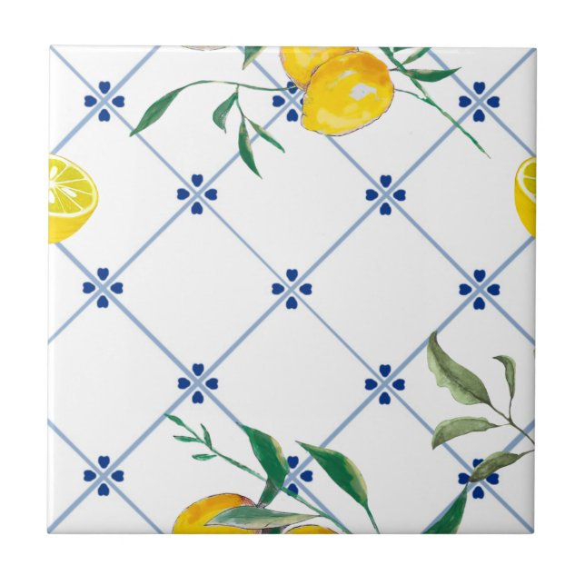 Mediterranean,Amalfi style,simple squares       Ceramic Tile (Front)