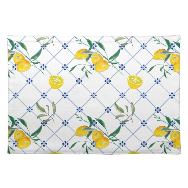 Mediterranean,Amalfi style,simple squares       Cloth Placemat (Front)