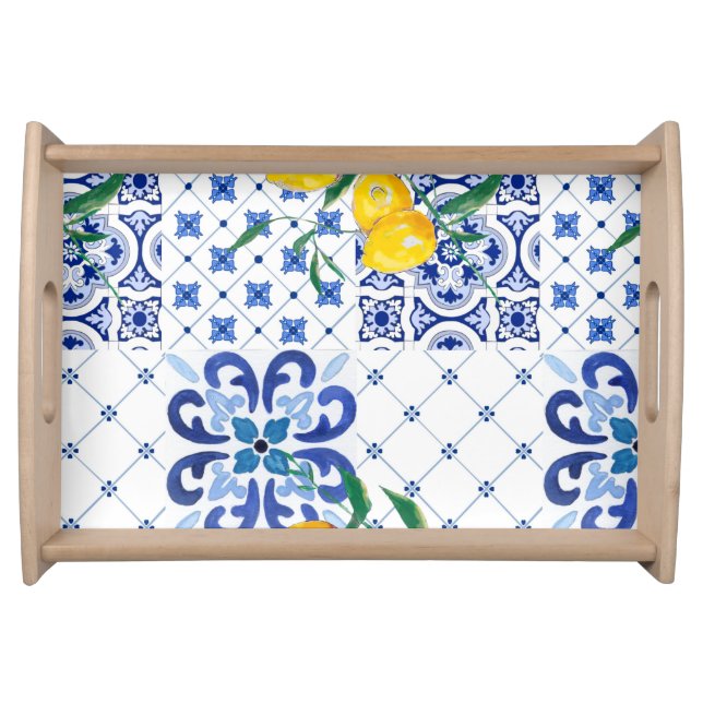 Mediterranean,Amalfi style,simple squares        Serving Tray (Front)