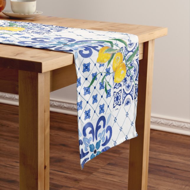 Mediterranean,Amalfi style,simple squares        Short Table Runner (In Situ)