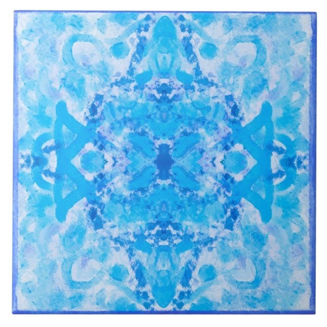 'Mediterranean Aqua Blue pattern  Ceramic Tile (Front)