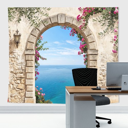 Mediterranean Arch Ocean View Wedding Backdrop