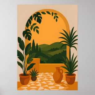 Mediterranean Arched Garden View Wall Art