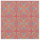 Mediterranean Azulejo Coral Floral  Fabric