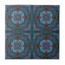 Mediterranean Azulejo Teal Floral Ceramic Tile
