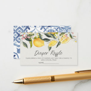 Mediterranean baby shower diaper raffle tickets enclosure card