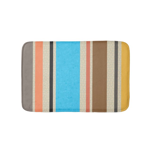 Mediterranean Beach Color Stripe Tile Pattern Bath Mat (Front)