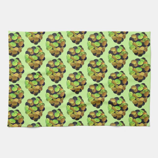 Mediterranean Black Green Mixed Olives Greek Food Kitchen Towel (Horizontal)