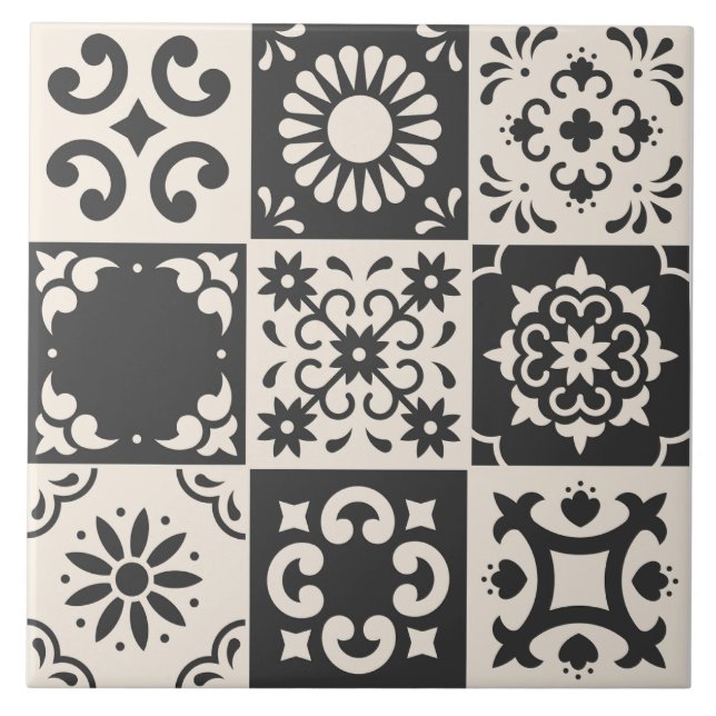 Mediterranean Black & White Tile Pattern  (Front)