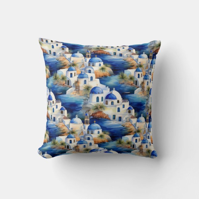 Mediterranean Bliss Inspired by Greece Throw Pillow (Front)