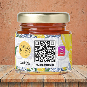 Mediterranean Bliss Instagram Promotional Qr Code Honey Jar Favors