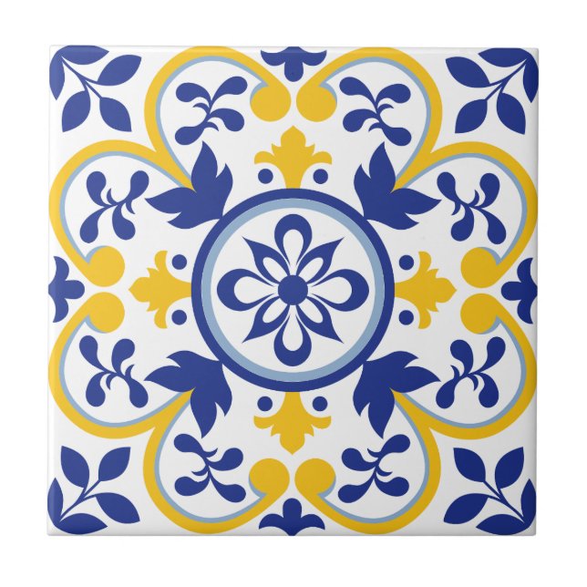 Mediterranean Bloom Ceramic Tile (Front)