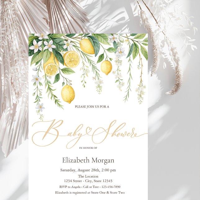 Mediterranean Blooming Lemons Baby Shower Invitation (Creator Uploaded)
