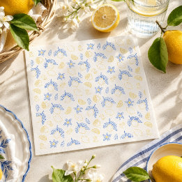 Mediterranean Blossom Citrus Lemon Pattern Napkins