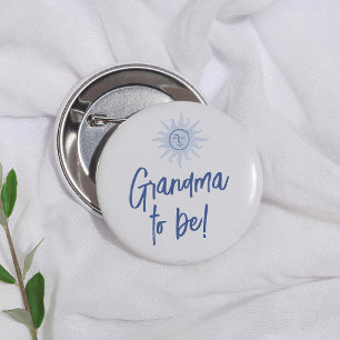 Mediterranean Blue Baby Shower Grandma To Be Button