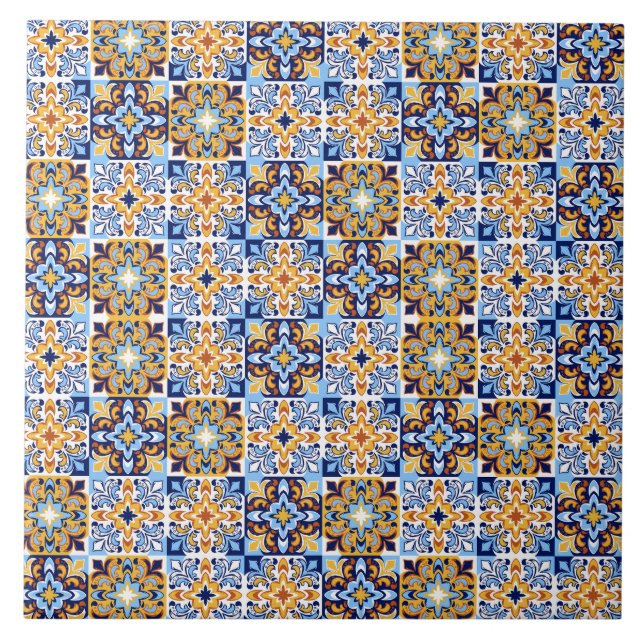  Mediterranean blue &brown  Ceramic Tile (Front)